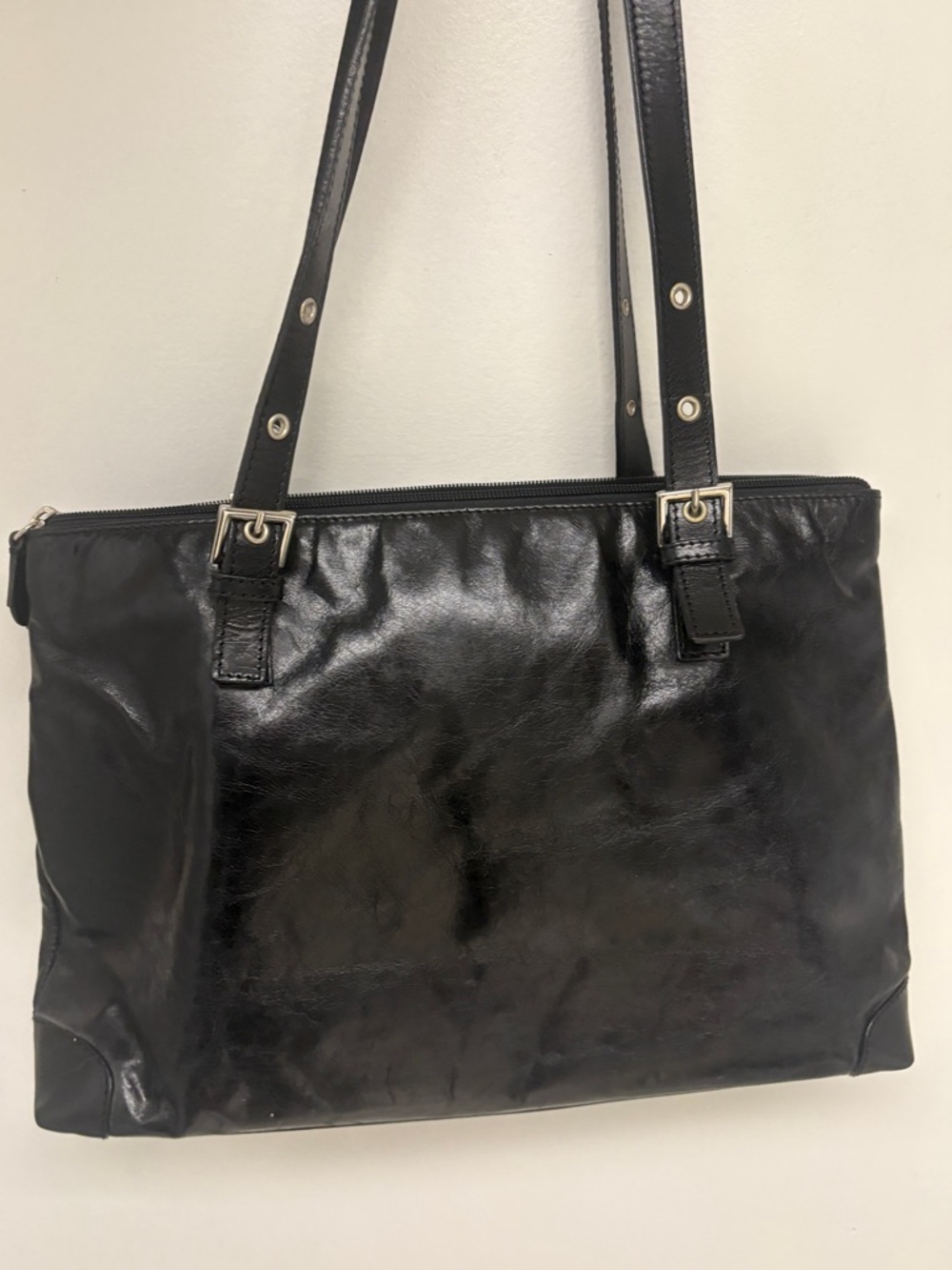 The Trend Italian Patent Leather Tote Handbag Black - Picture 4 of 8